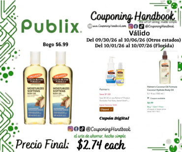 Palmer’s Cocoa Butter Formula Body Oil with Vitamin E por $2.74