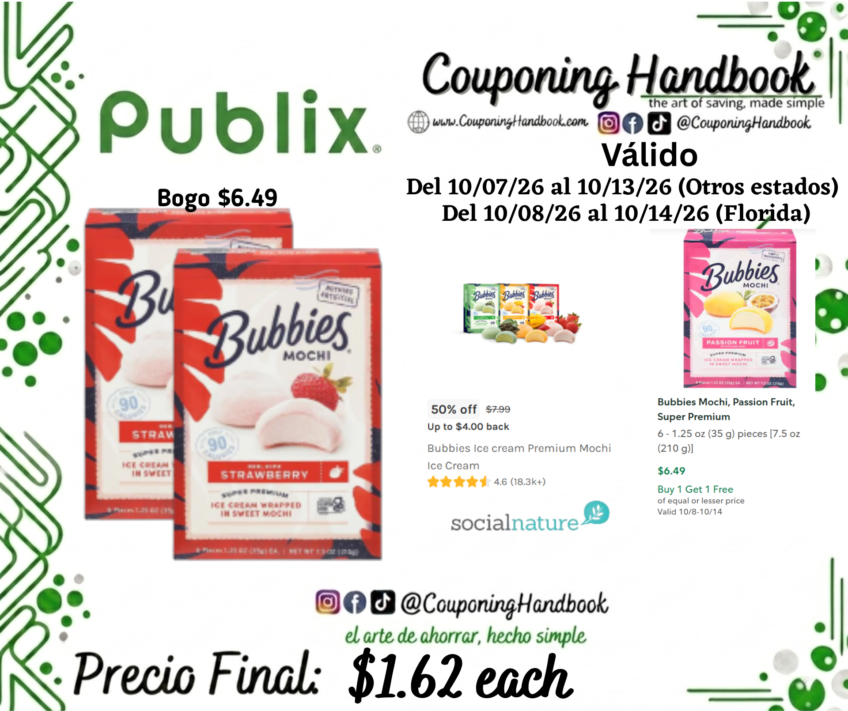 Bubbies Mochi, Red, Ripe Strawberry por $1.62
