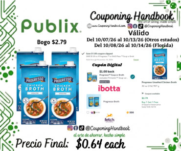 Progresso Unsalted Chicken Broth por $0.64