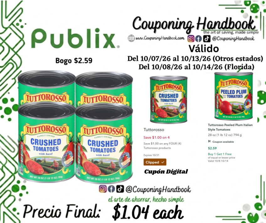 Tuttorosso Tomatoes, with Basil, Crushed por $1.04