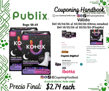 U by Kotex Night Defense Ultra Thin Extra Heavy Overnight Pads + Wings por $2.74