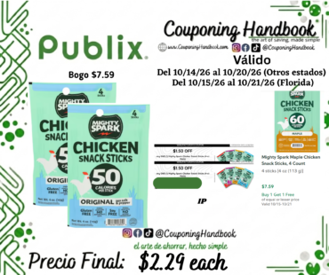 Mighty Spark Original Sea Salt & Pepper Chicken Snack Sticks, 4 Count por $2.29