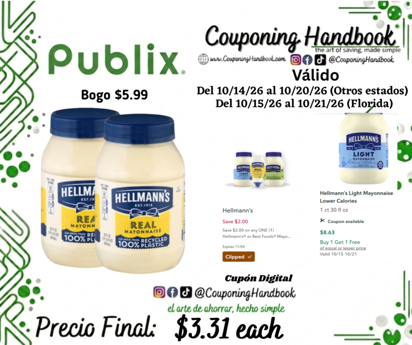 Hellmann’s Real Real Mayonnaise Classic 30 oz por $3.31