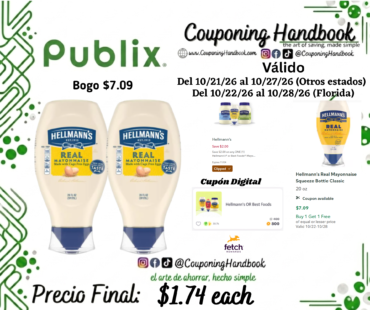 Hellmann’s Real Mayonnaise Squeeze Bottle Classic 20 oz por $1.74