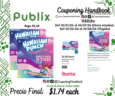 Hawaiian Punch Zero Sugar Fairy Dust/Marshmallow Clouds por $1.74
